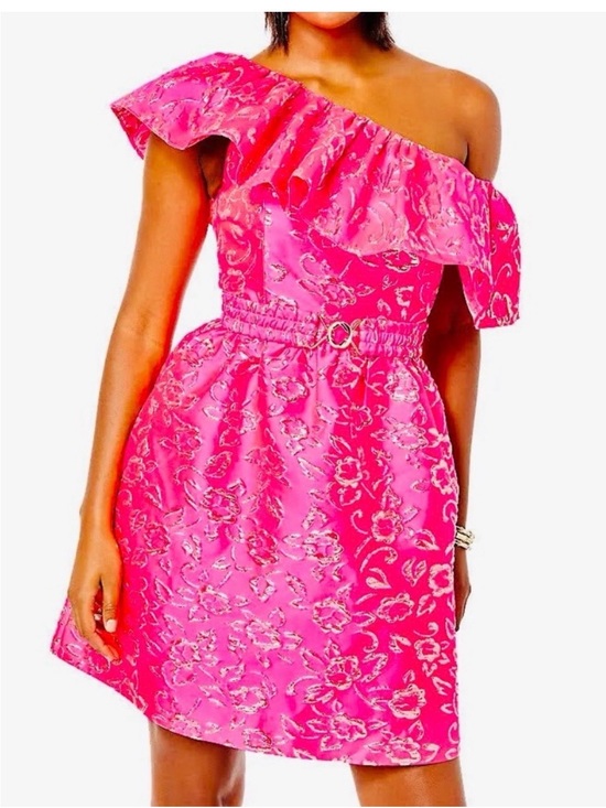 Lilly Pulitzer Dresses & Skirts - NWT Lilly Pulitzer Shannie One Shoulder Pink and Gold Dress - Size 12